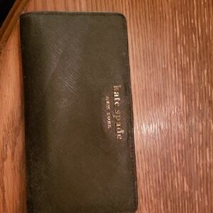 Kate Spade Black Leather Wallet with Gold Logo